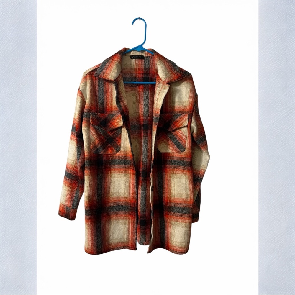 PrettyGarden Plaid Shacket Jacket Size S Button Front Shirt Jacket